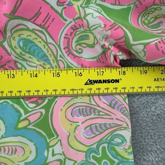 Lilly Pulitzer Top XS Silk Elsa Chin Chin Elephant Pink Ballon Sleeve V-Neck - Picture 14 of 16